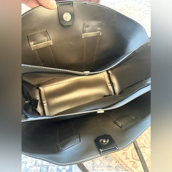 Kenneth Cole reaction XL tote black faux leather large school work laptop - Picture 4 of 11